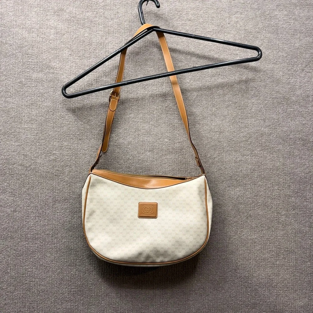 GUCCI GG Supreme Hobo Bag Large Brown Beige‎ Canvas Leather Shoulder Purse